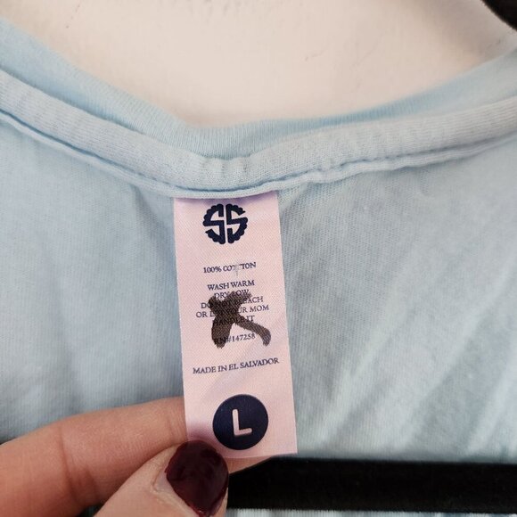 Simply Southern Blue Tank Top Tee T-Shirt Beachy Dog Nautical Women's L - Picture 4 of 4